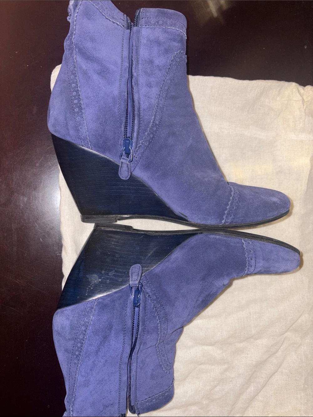 Balenciaga 38.5 Women Suede Wedge Ankle Boot - blue - Picture 6 of 7